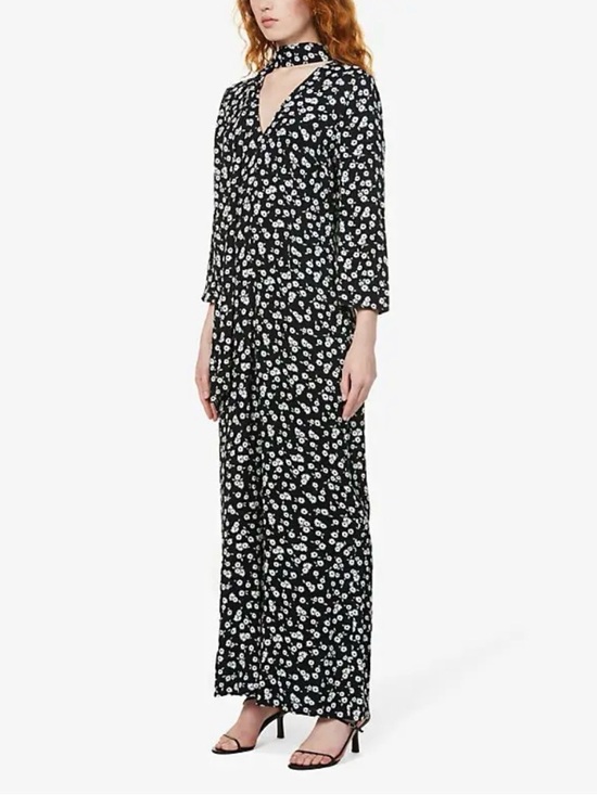 RIXO Pants - RIXO Ashley Floral Jumpsuit with Tie Collar